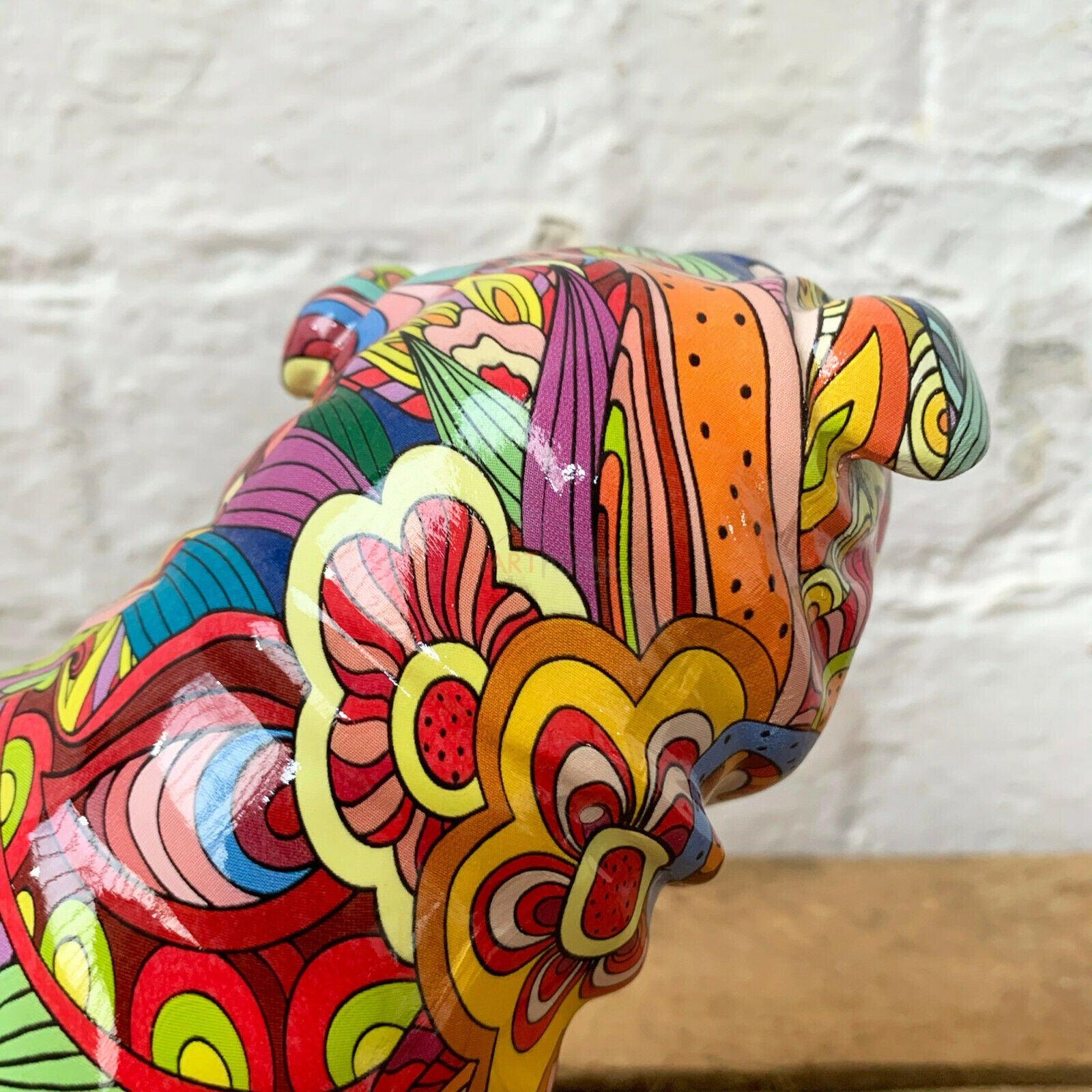 Abstract Sitting English Bulldog Ornament