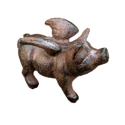 Cast Iron Flying Pig Figurine