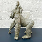 Silver Gorilla With Climbing Baby Ornament