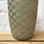 Cement Tall Diamond Plant Pot 17cm - Green & Gold