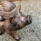 Cast Iron Flying Pig Figurine