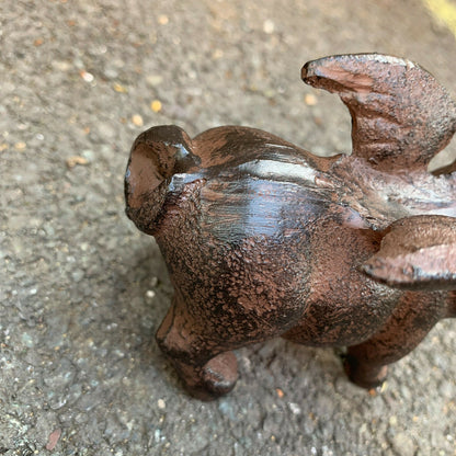 Cast Iron Flying Pig Figurine