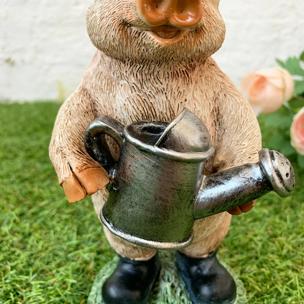 Pig With Watering Can Ornament 21cm
