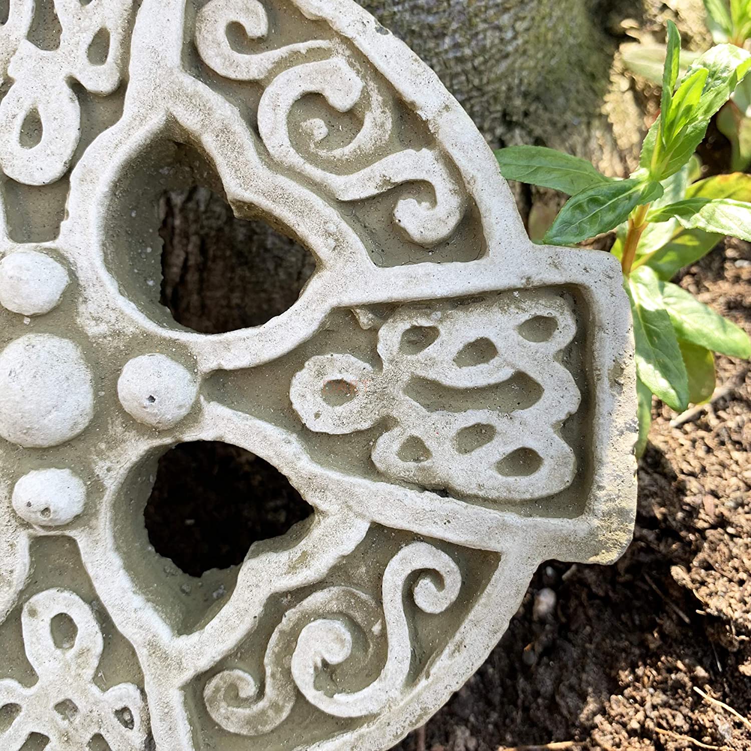 Stone Round Ancient Celtic Cross Wall Hanging Tile Plaque 17cm