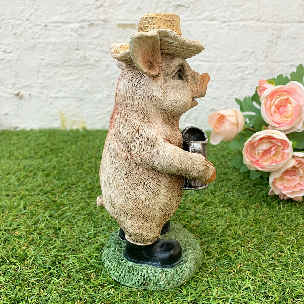 Pig With Watering Can Ornament 21cm