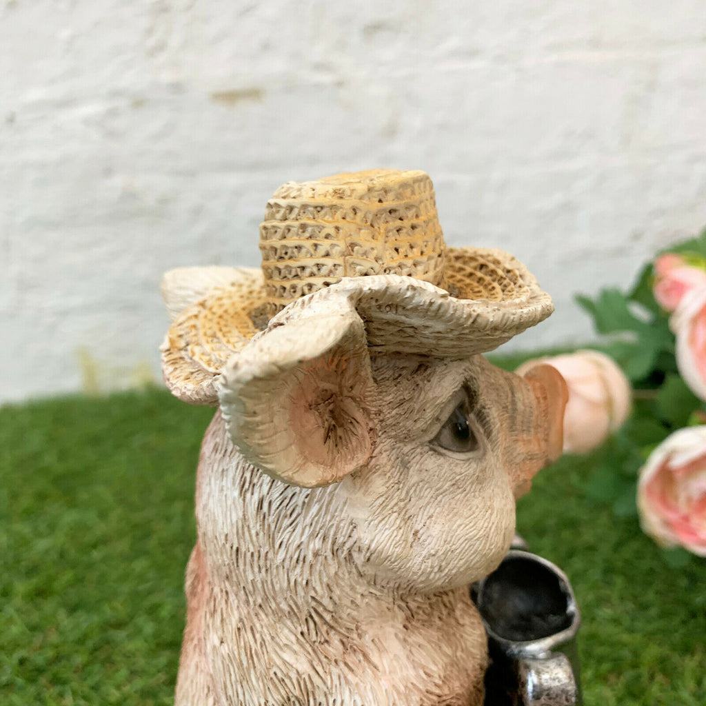Pig With Watering Can Ornament 21cm