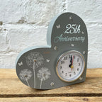 25th Silver Anniversary Love Heart Clock