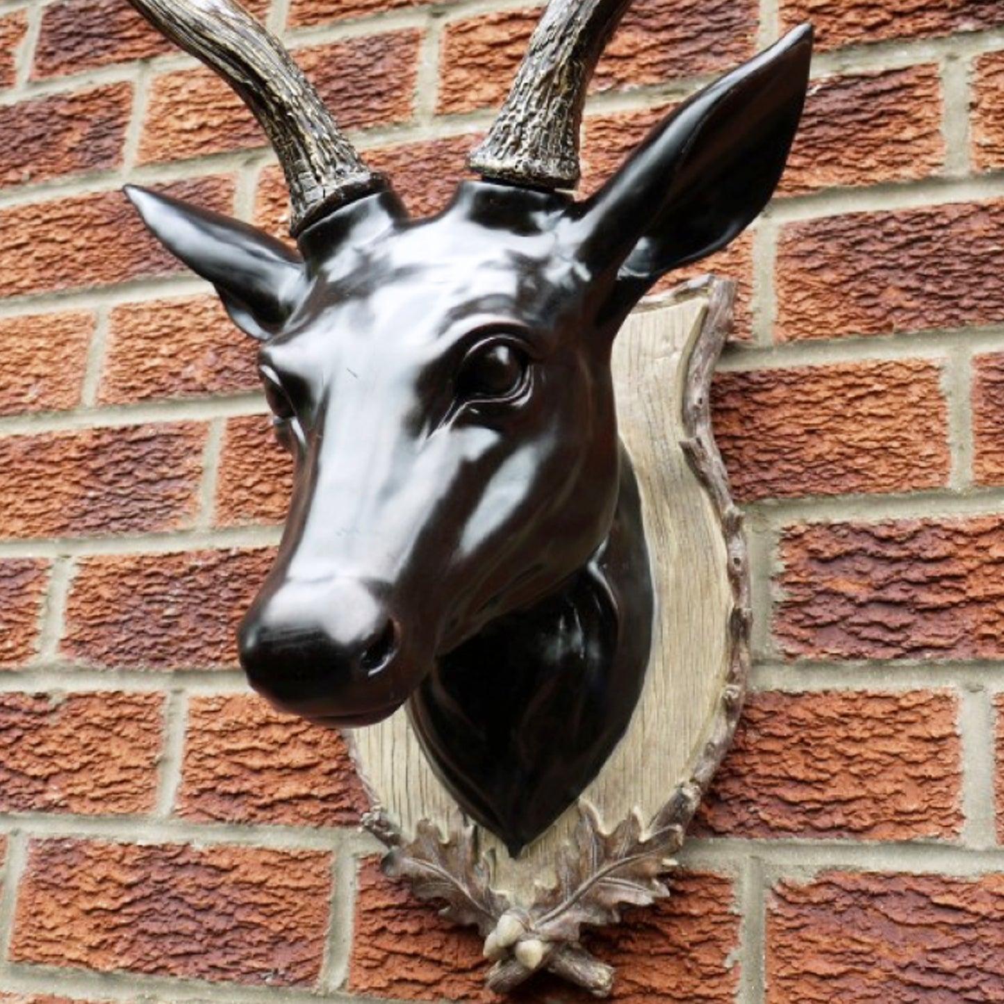 Extra Large Glossy Black Stags Wall Head