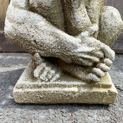 Stone Horned Gargoyle Garden Statue
