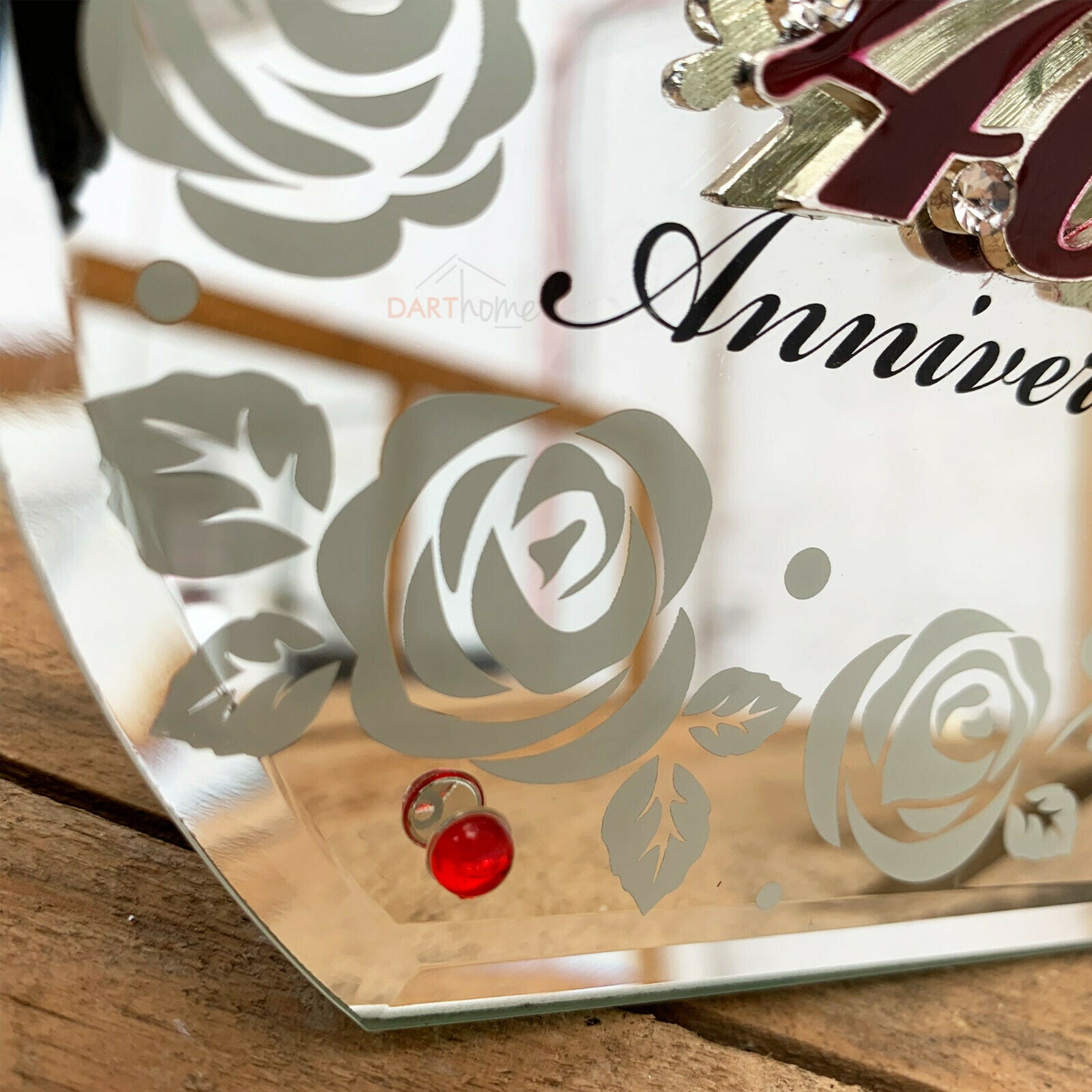 40th Ruby Wedding Anniversary Mirror Clock 16cm