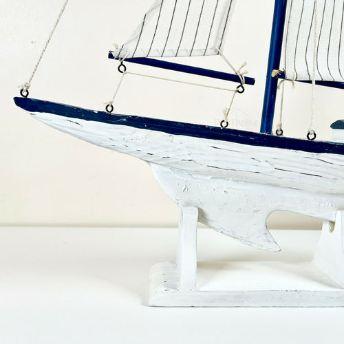 Weißes Segelyacht-Sammelmodell-Ornament, 66 cm