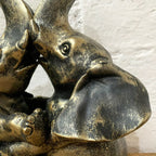 Distressed Gold Resin Love Elephant Ornament