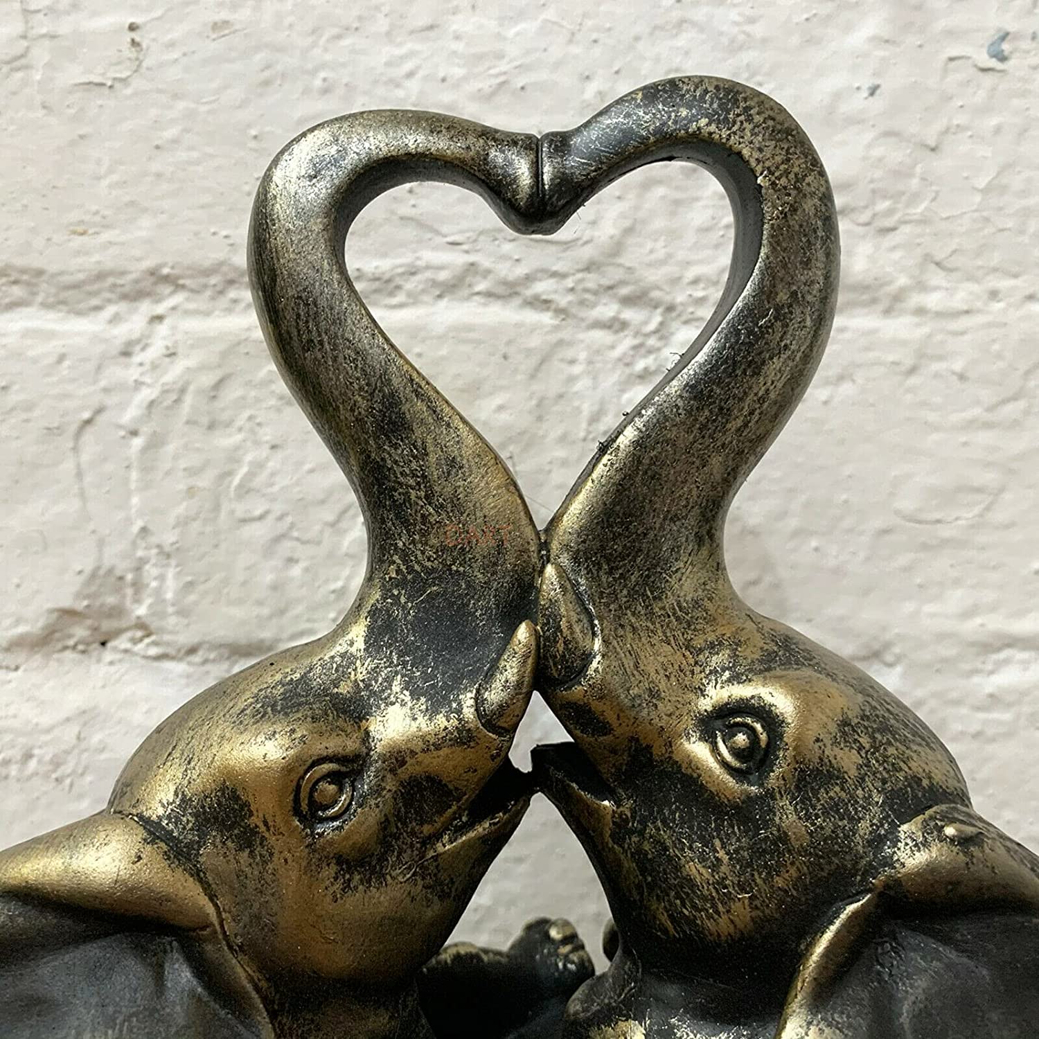 Distressed Gold Resin Love Elephant Ornament