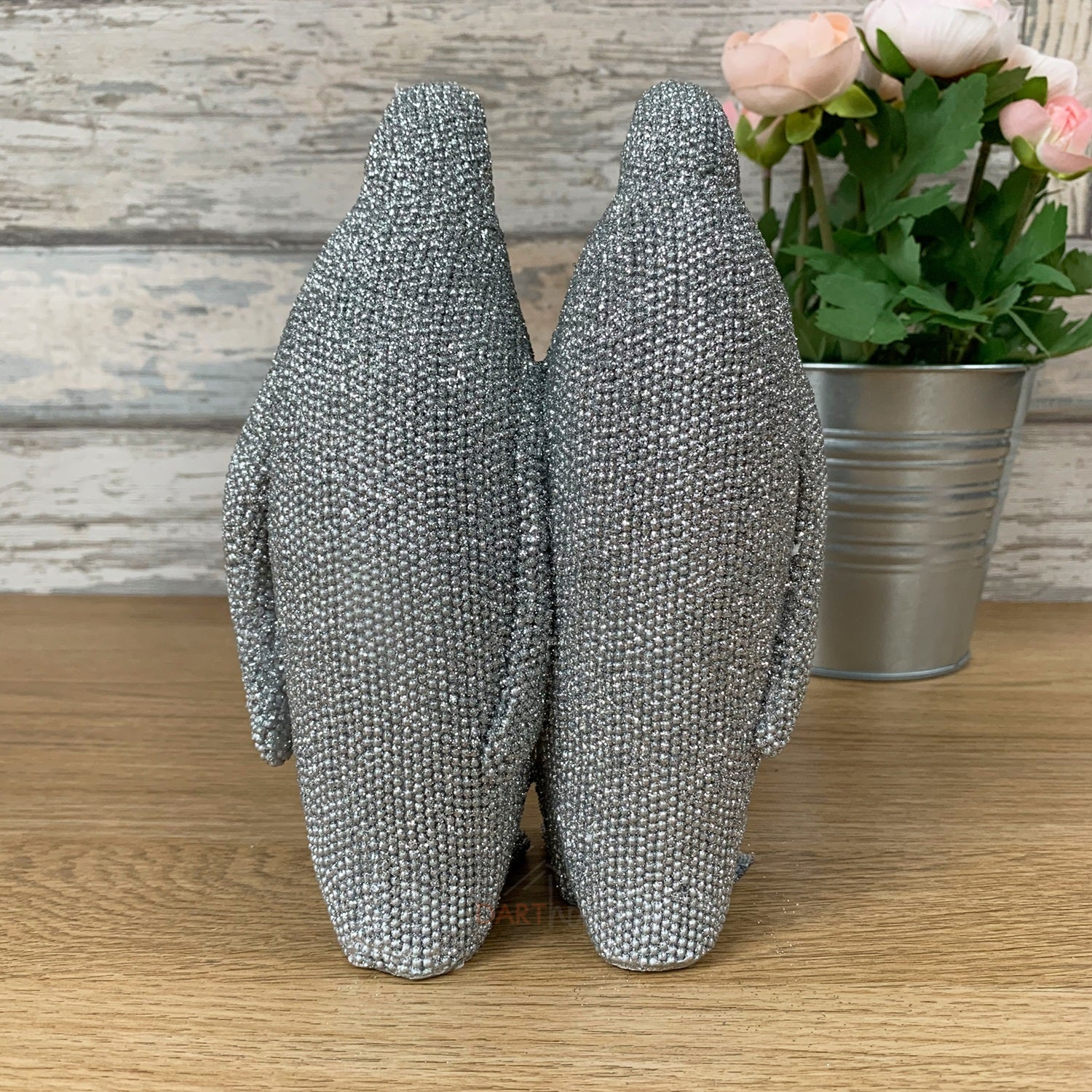 Silver Penguin Couple Ornament