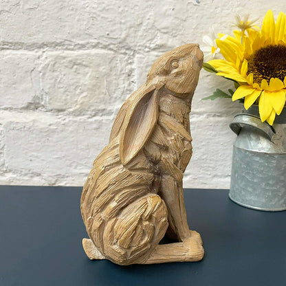 Mondblickender Hase aus Treibholz, 18 cm