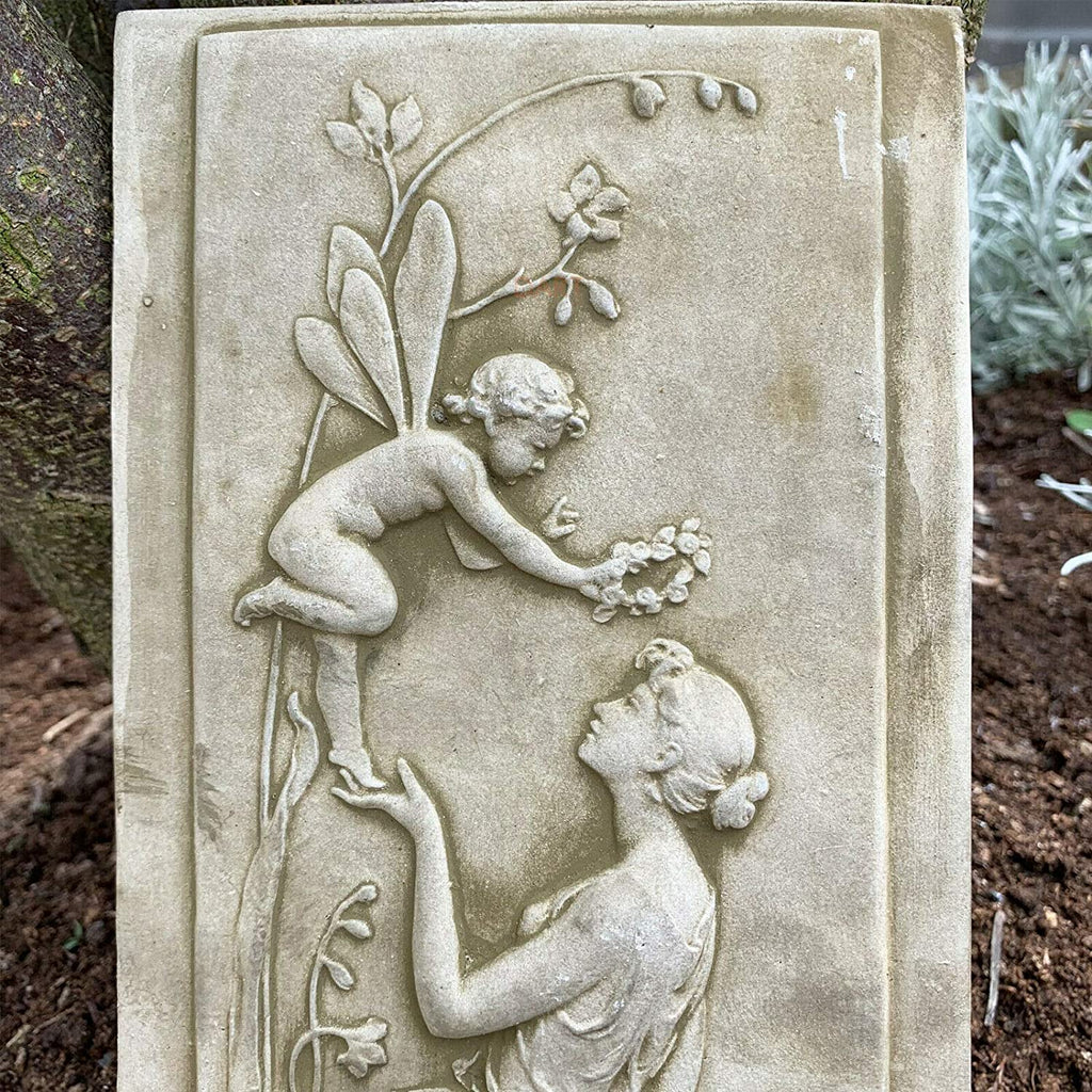 Stone Nymph And Angel Cherub Wall Plaque B