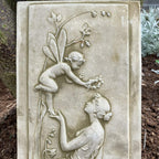 Stone Nymph And Angel Cherub Wall Plaque B