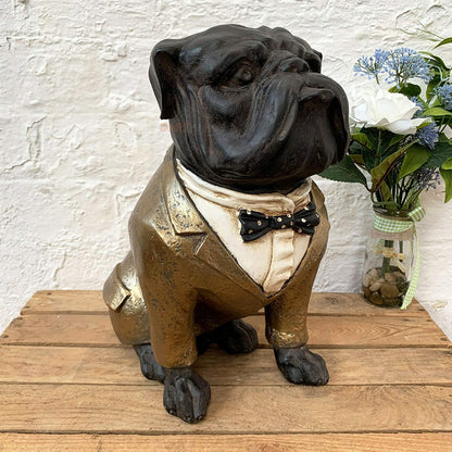 Goldene Bulldoggen-Türsteher-Skulptur