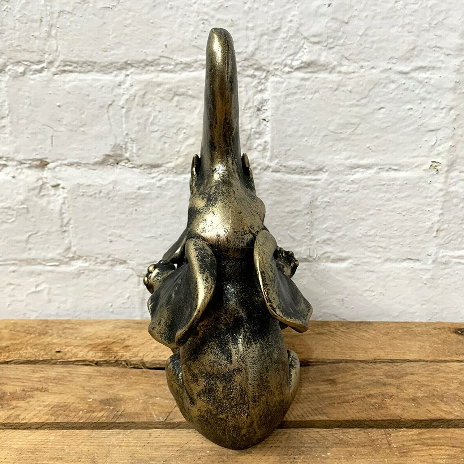 Distressed Gold Resin Love Elephant Ornament