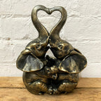 Distressed Gold Resin Love Elephant Ornament