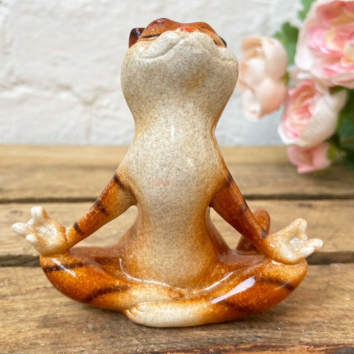 Keramik-Yoga-Ingwer-Katzenfigur