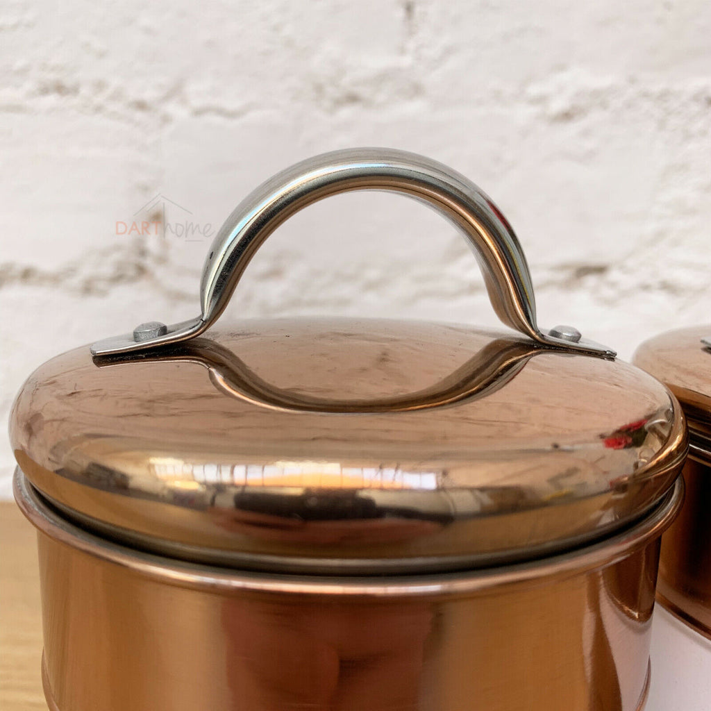 Copper & White Tea Coffee Sugar Storage Canisters