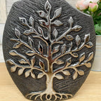 Ceramic Gun Metal Wide Tree Of Life Vase