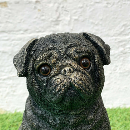 Bronze Resin Sitting Pug Dog Ornament