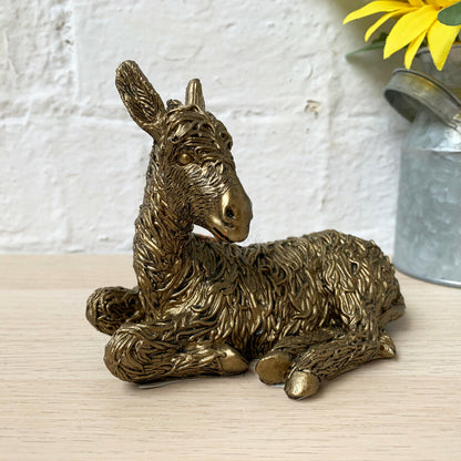 Bronze Lying Donkey Figurine