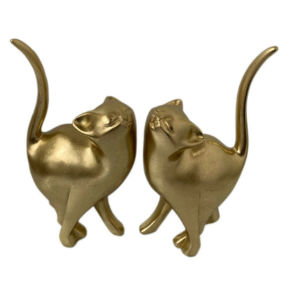 Set mit 2 goldenen Katzenpaar-Ornamenten