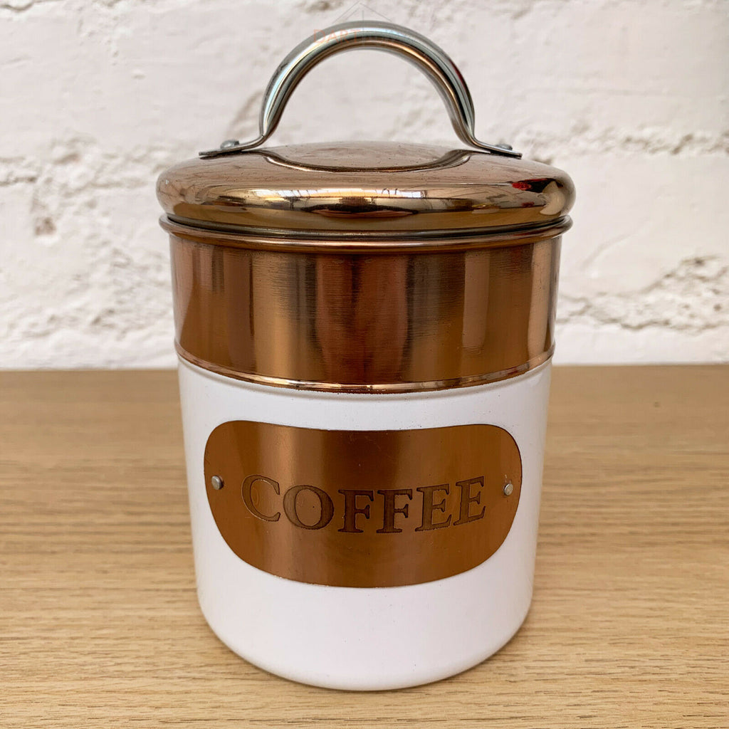 Copper & White Tea Coffee Sugar Storage Canisters