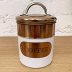 Copper & White Tea Coffee Sugar Storage Canisters