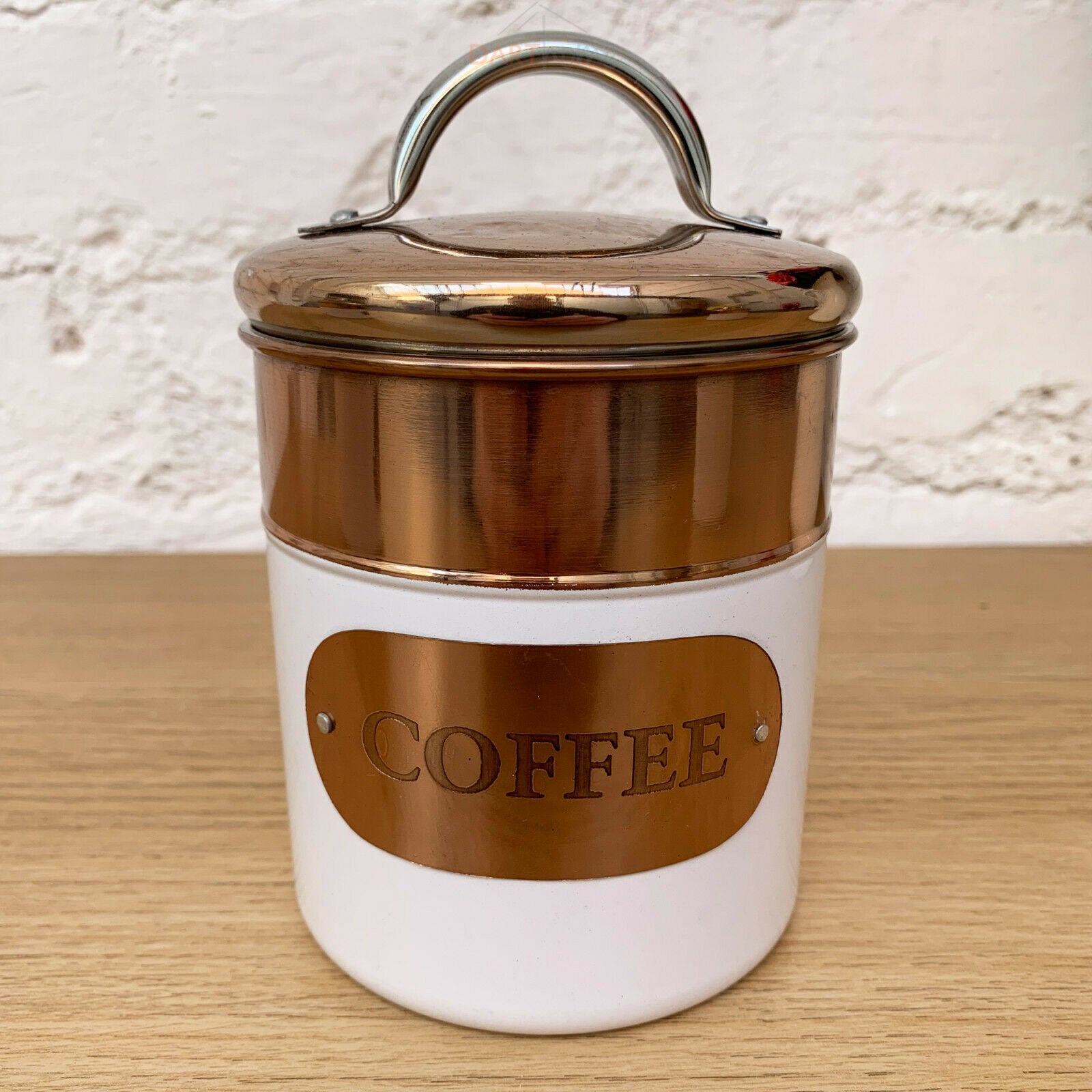 Copper & White Tea Coffee Sugar Storage Canisters