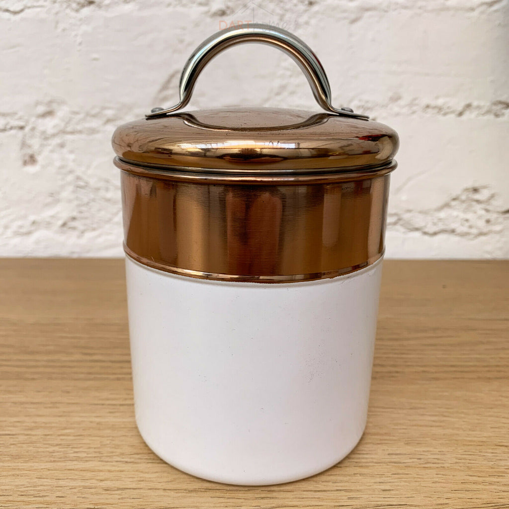 Copper & White Tea Coffee Sugar Storage Canisters