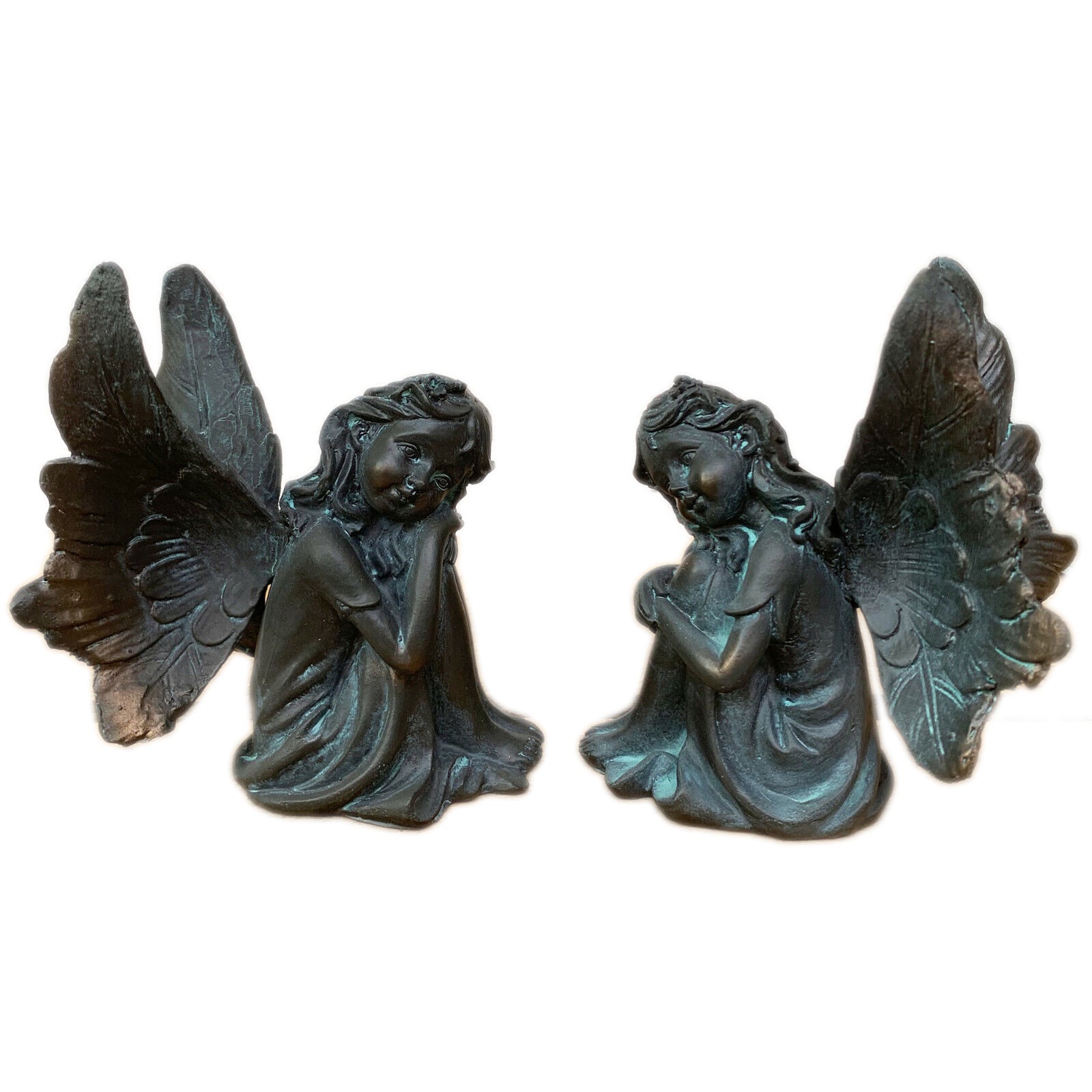 Set Of 2 Bronze Resin Fairies