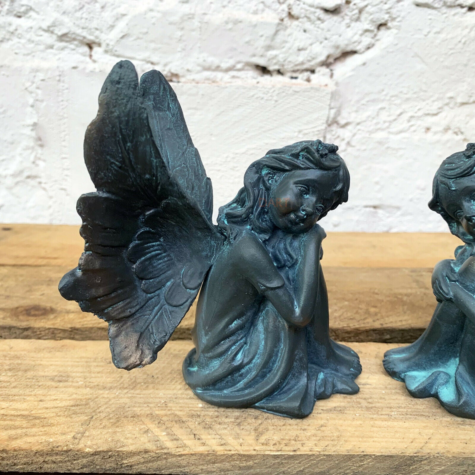 Set Of 2 Bronze Resin Fairies