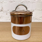 Copper & White Tea Coffee Sugar Storage Canisters