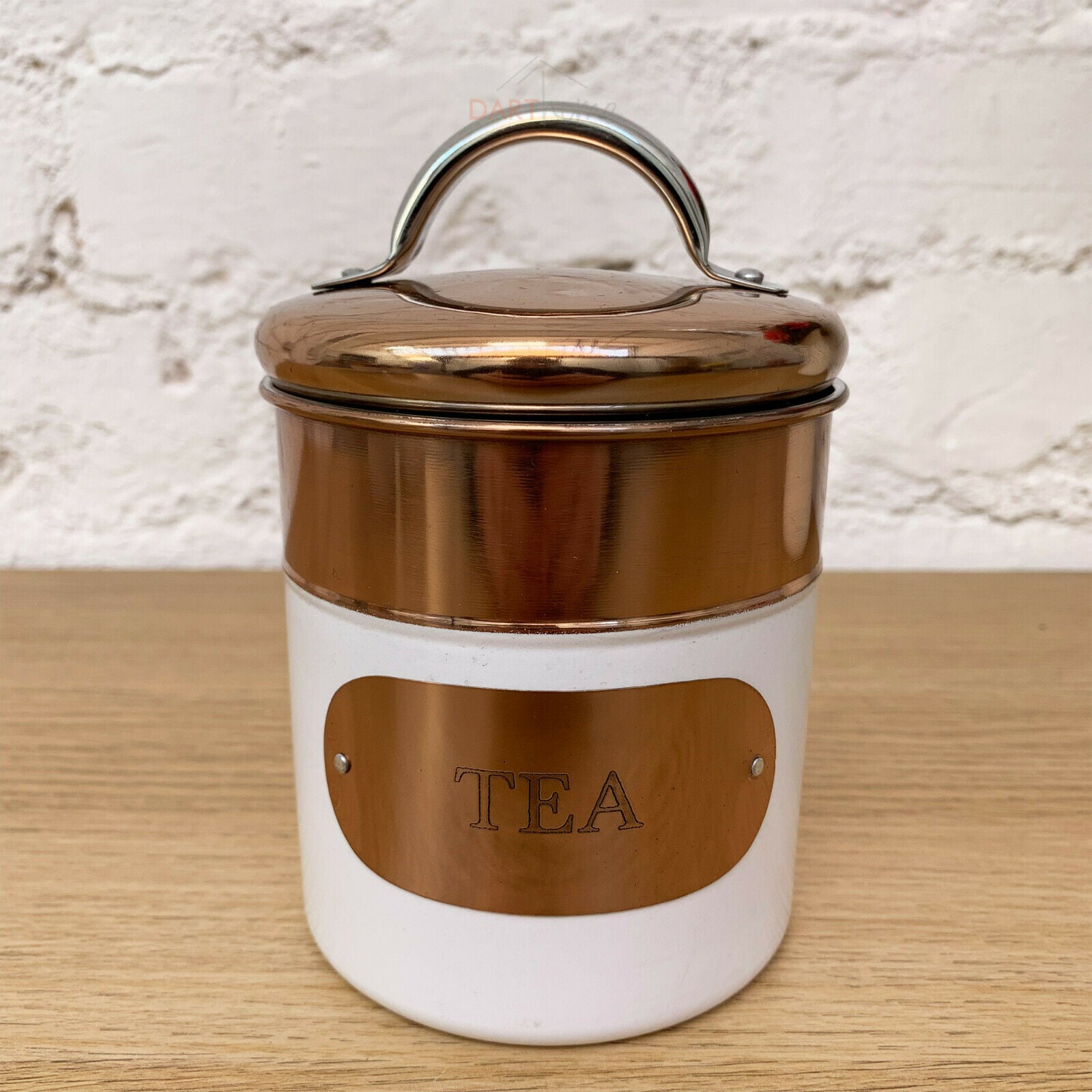 Copper & White Tea Coffee Sugar Storage Canisters