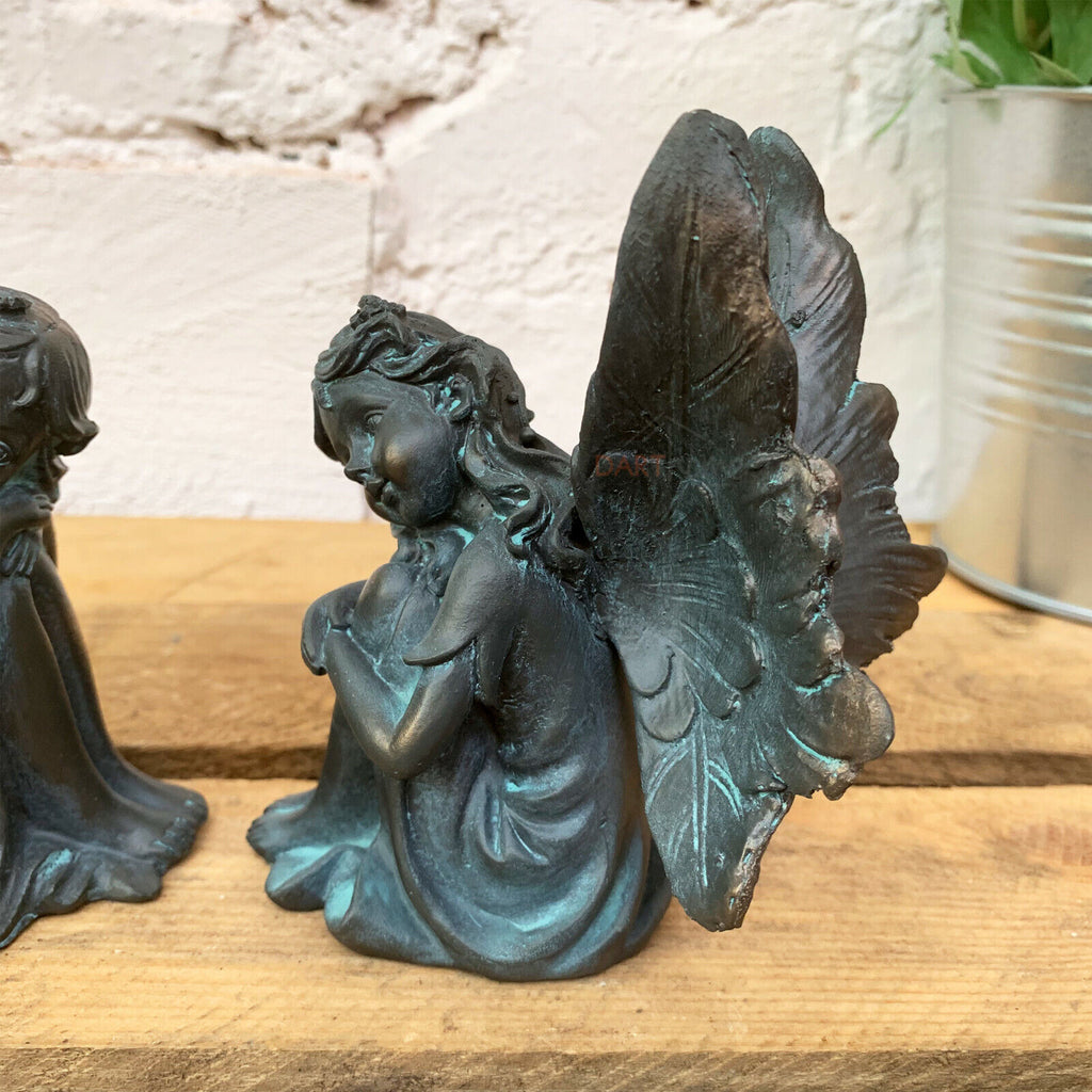 Set mit 2 Feen aus Bronzeharz