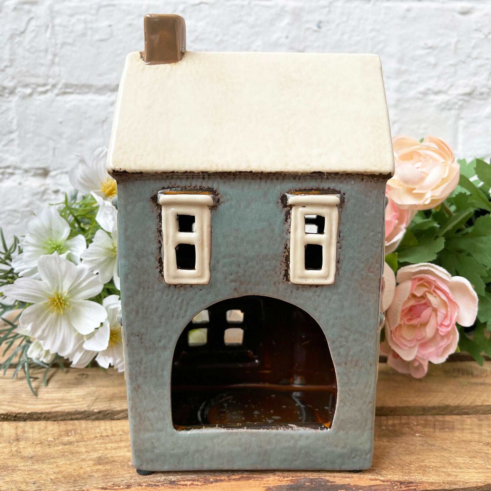 Grey Country House Candle Holder