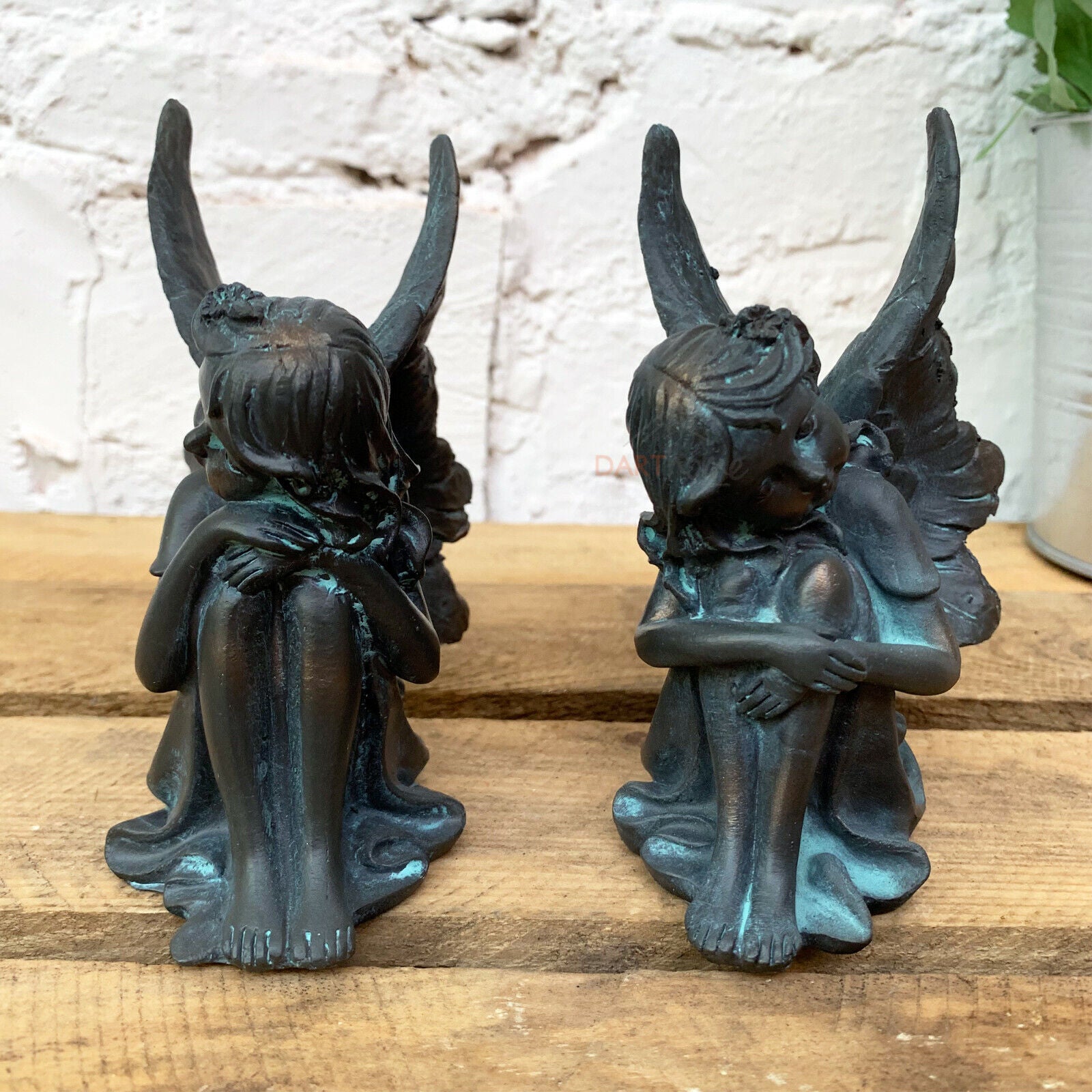 Set Of 2 Bronze Resin Fairies