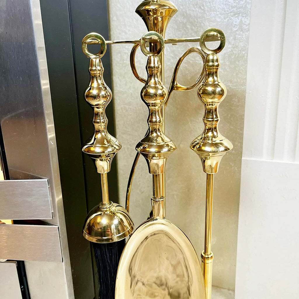 5pc Brass Fire Tool English Companion Set 15.5"