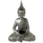 Silberner Buddha-Teelichthalter mit Juwelen