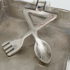 Silberner Besteck-Design-Serviettenhalter aus Metall, 16 cm