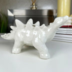 White Ceramic Stegosaurus Dinosaur Planter