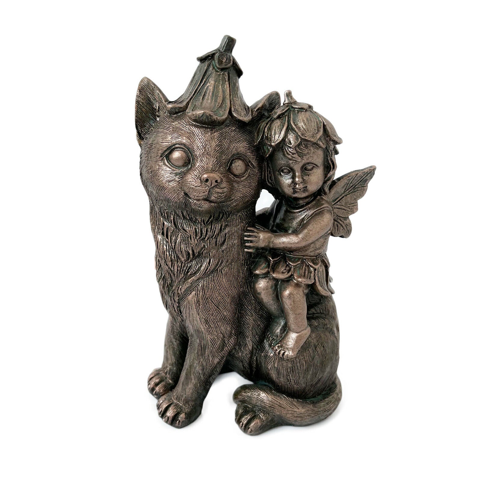 Resin Fairy On Cat Garden Ornament