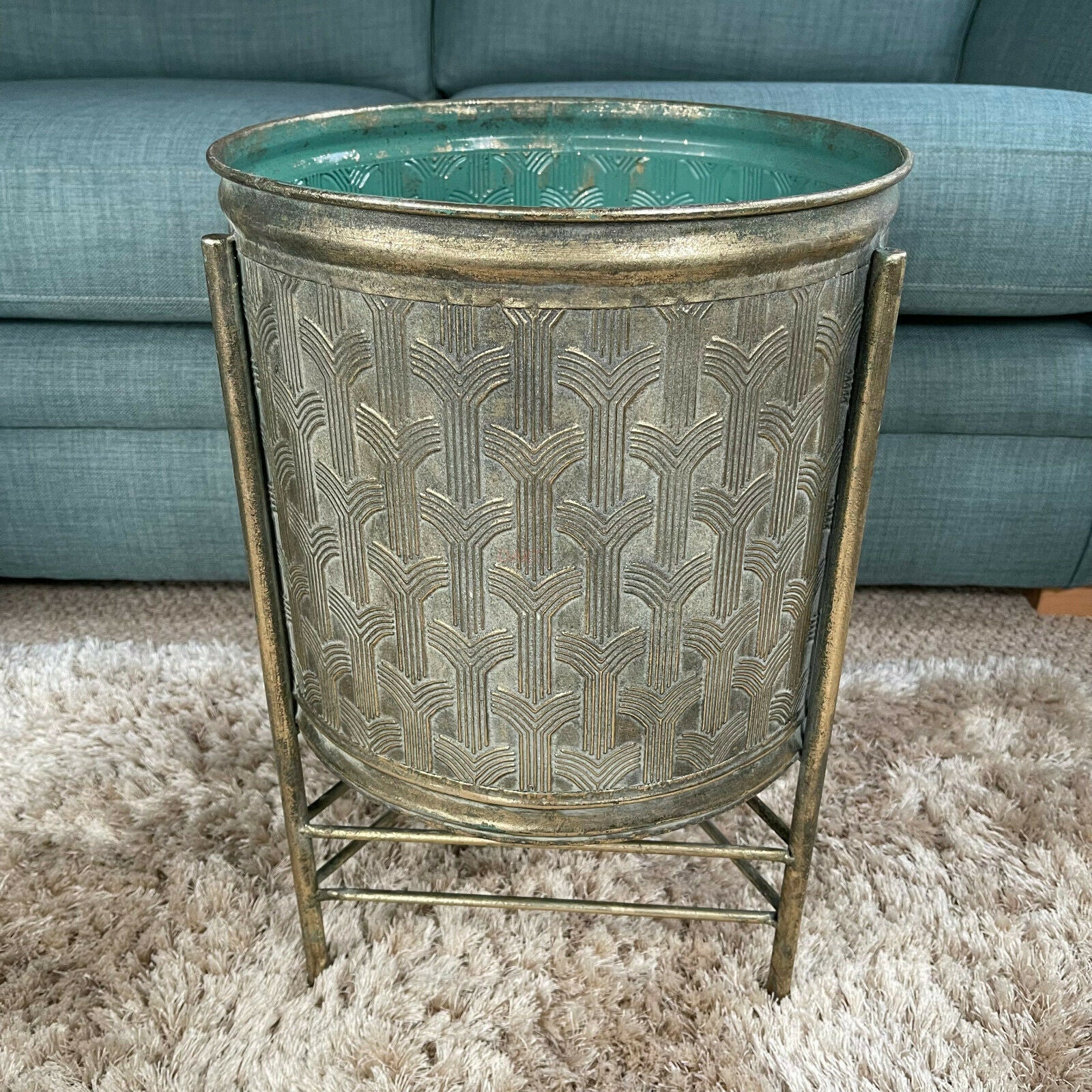 Set Of 2 Metal Drum Planters Large