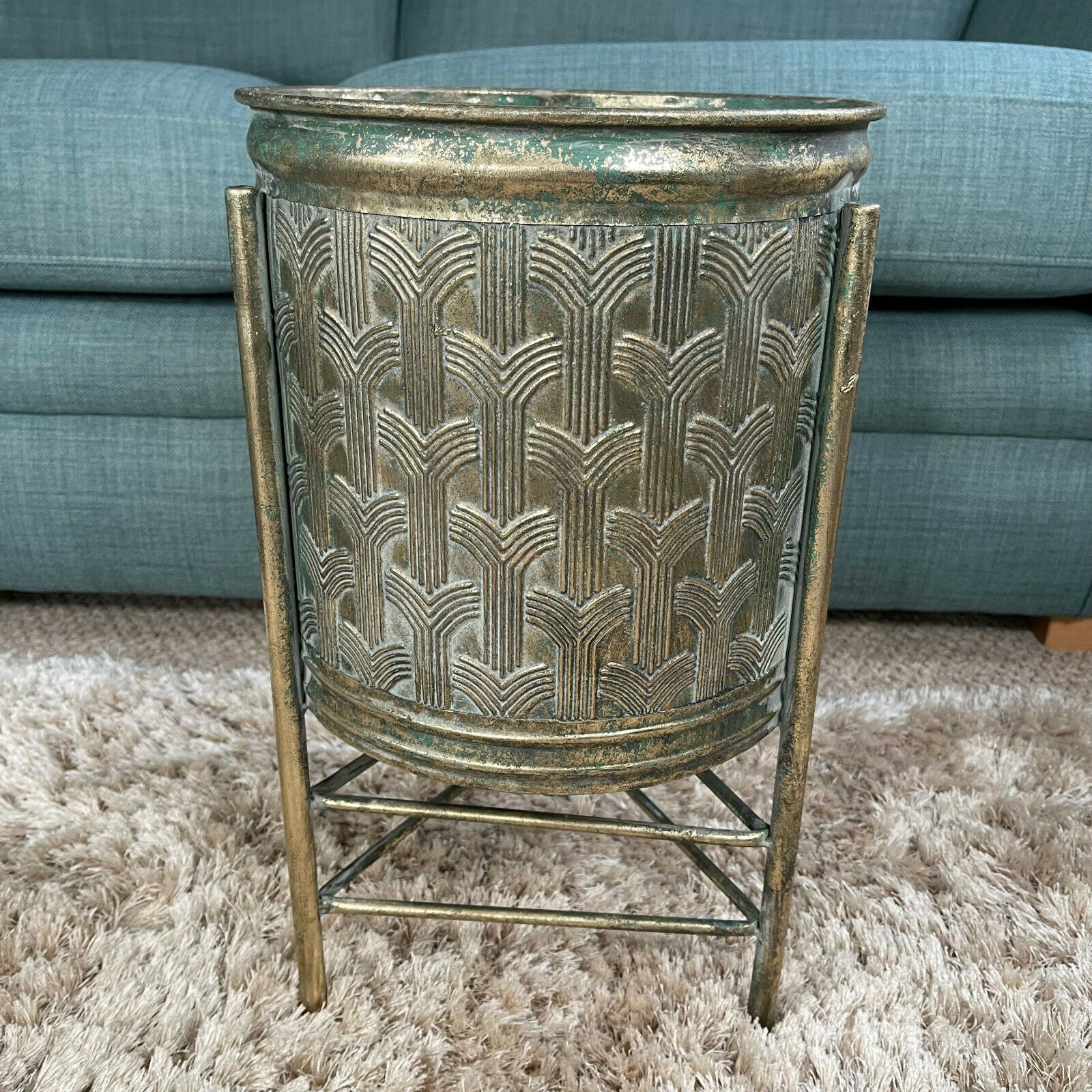Set Of 2 Metal Drum Planters Large
