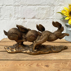 Bronze Three Jumping Hares Ornament