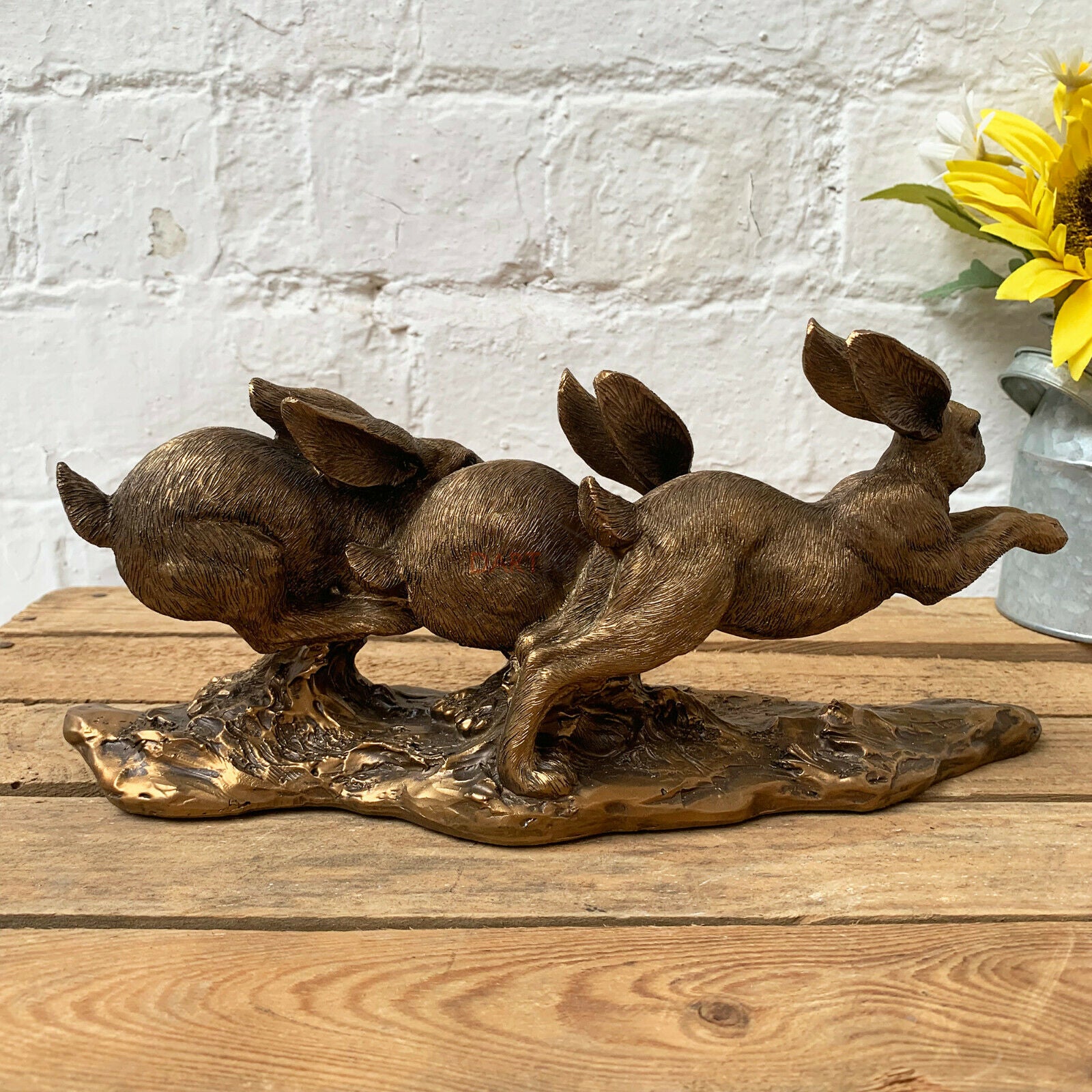 Bronze Three Jumping Hares Ornament